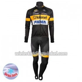 Set Fietsshirt Lange Mouw + Lange Koersbroek 2017 Telenet Fidea Lions N001 Winter Thermal Fleece